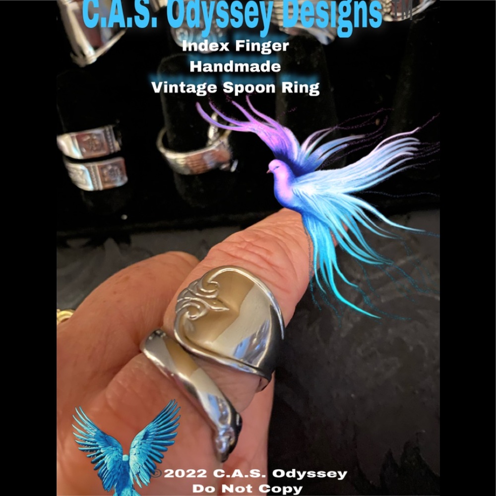 C.A.S. Odyssey Designs Index Finger Vintage Spoon Ring Handmade